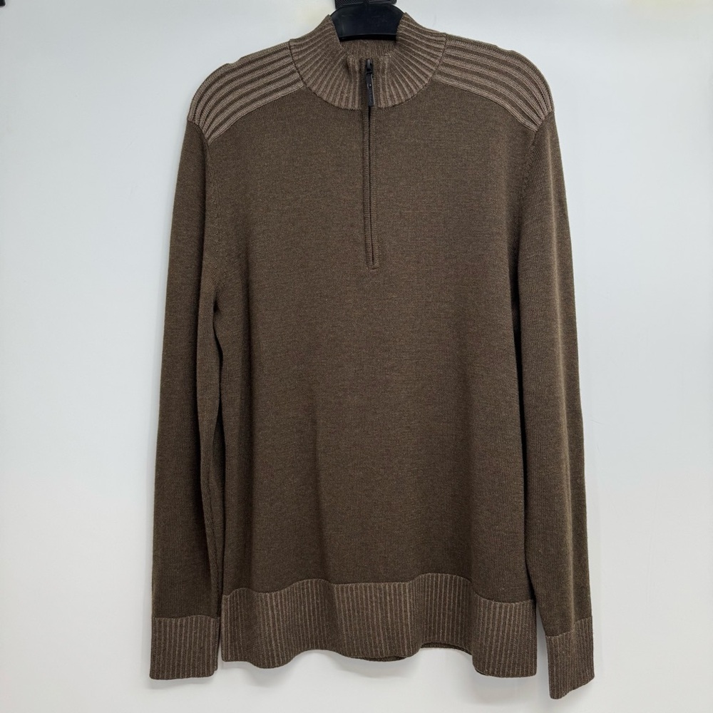 Smartwool Mens Size L Brown Summit Lane Half Zip Military Sweater